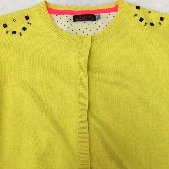 Catimini Little Girls Yellow Button Front Beaded Cardigan Size 12 - Picture 4 of 11
